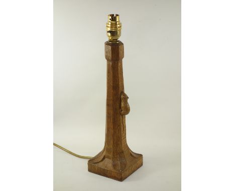 Yorkshire oak - 'Mouseman' table lamp by Robert Thompson of Kilburn Condition Report Click here for further images, condition