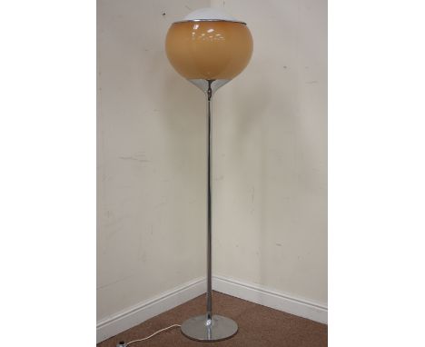 Harvey Guzzini - 'Bud Grande' standard lamp, chromed metal tulip stem with amber and white plastic shade, H180cm Condition Re