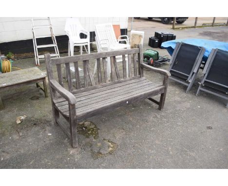 Hardwood garden bench, requiring repair