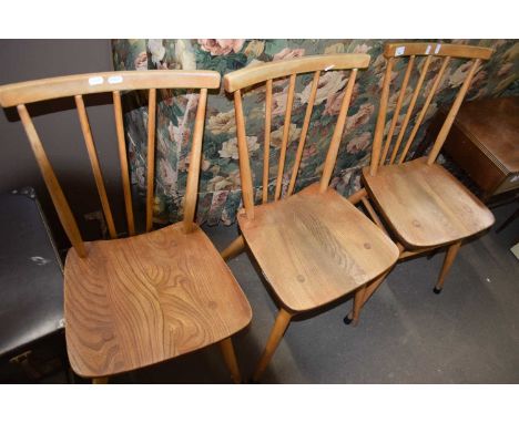 Three vintage Ercol kitchen chairs