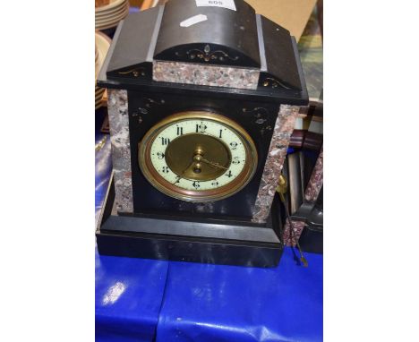 Black slate and marble mantel clock