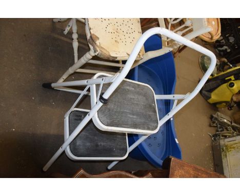 A folding step stool