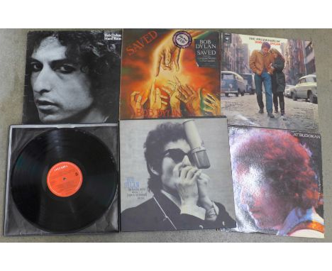 Five Bob Dylan LP records including The Bootleg Series (one sleeve missing)