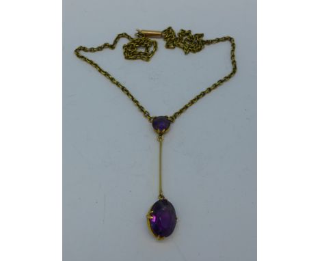 An Edwardian amethyst set necklet