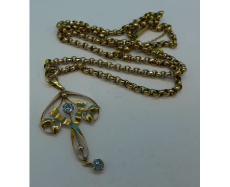 A 9ct gold pendant and chain, 10.2g
