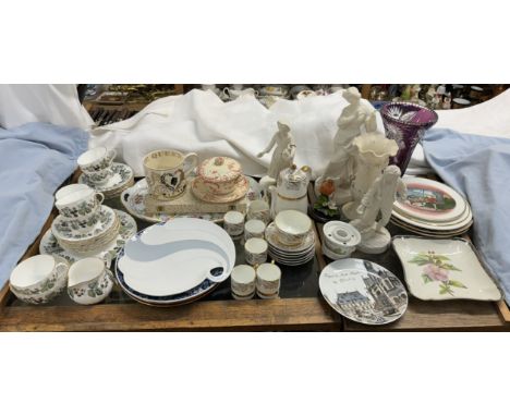 A Royal Worcester Lavinia pattern part tea service together with Parian figures, assorted plates, etc 