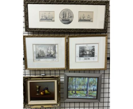 McCormackTreesOil on canvasSignedTogether with a K Cotton still life of fruit and shipping pictures