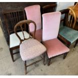 A pair of Regency bar back dining chairs together with a pair of nursing chairs and two other