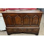An 18th century oak mule chest,