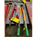 (1) Greenlee Cable Cutter, (1) Kseibi Bolt Cutter, (2) Swaging Crimpers