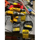 (1) Dewalt Heavy Duty Cordless Screwdriver, Model DW920, 7.2 V, w/ (1) 7.2 V Charger, (2) Dewalt 1/2
