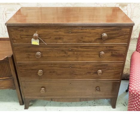 CHEST, Regency mahogany with four long drawers on bracket supports, 108cm W x 50cm D x 107cm H. (with faults)