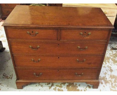 CHEST, George III mahogany with two short over three long drawers on bracket feet, 103cm W x 91cm H x 51cm D. (with faults)