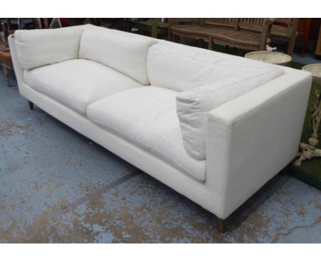 SOFA, large two seater, in neutral fabric on rounded supports, 236cm L.