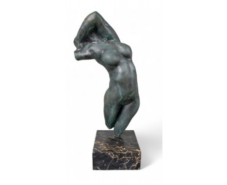 After Auguste Rodin (French, 1840 - 1917) Torso of Adele, limited sculpture mounted on a stone base. Patinated bronze. Inscri