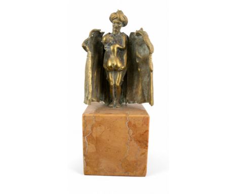 Franz Xaver Bergmann (Austrian, 1861-1936) An erotic Ottoman figure with surprise beneath his coat Cold-painted bronze With B