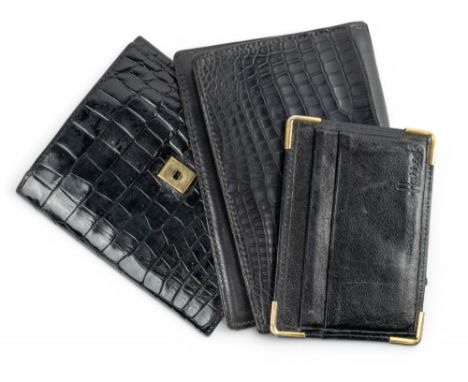Hermès, Paris, a crocodile effect black leather wallet, together with a Bosisio, Genoa, crocodile effect black leather purse 