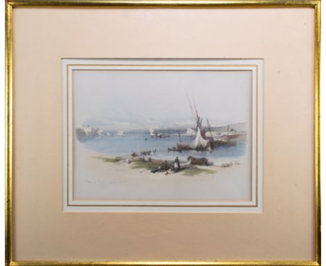 David Roberts RA (Scottish, 1796 - 1864) A pair of Middle Eastern views One of the Port of Tyre, the other 'Conference at Wad