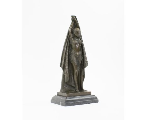 ART DECO STYLE BRONZE DANCER, marble base, 35cm H overall.