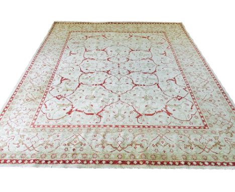 FINE TABRIZ HAJI JALILY DESIGN CARPET, 300cm x 245cm, stylised palmette and vine all over design within complimentary bands a
