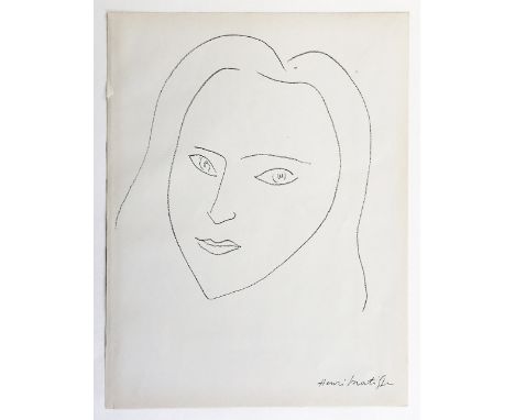 AFTER HENRI MATISSE, 'Facing Woman's portrait with long hair', lithograph, 1945, signed in the stone, 21.5cm x 28.5cm, framed