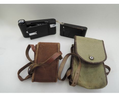 Two vintage cameras, a Kershaw 820 and a Pocket Kodak model B