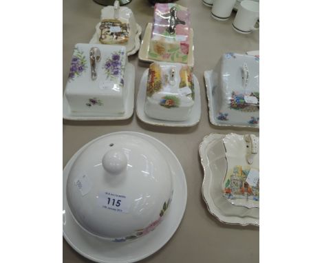 A selection of vintage cheese and butter dishes
