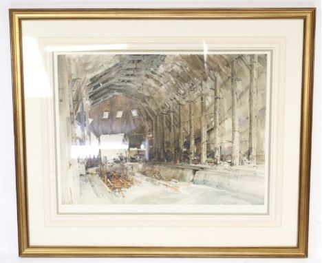 Sir William Russell Flint limited edition print. The Royal Watercolour Society, 'Incoming Tide, No 1 Slip, Devonport Dockyard
