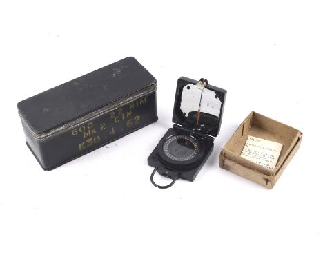 Miltary interest. Including a T. G. Co. Ltd 'compass magnetic marching mk1, s/n B318944 and British Army .22 ammunition tin '