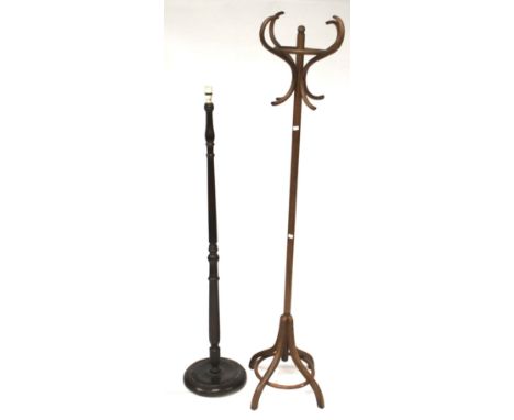 A contemporary bentwood coat stand and standard floor lamp. Max. H156cm