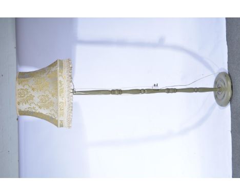 Standard lamp, turned column, painted finish, with shade, 183cm.