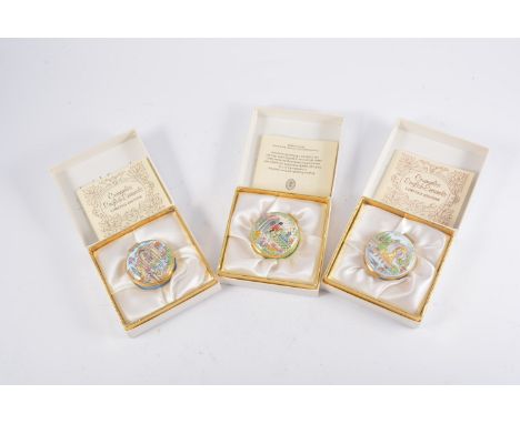 Nine limited edition enamelled trinket boxes, by Toye Kenning & Spencer Ltd, and Crummles, all boxed. (9)