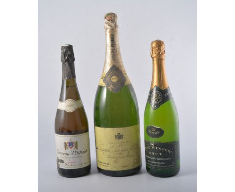 Seven bottles of vintage Sparkling wine, including Cremant de Bourgogne, and others.