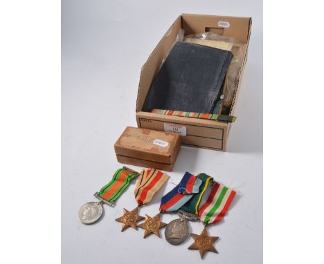 Group of five WWII medals ins, Territorial Efficiency Medal to 2059818 PTE. K. HALL. GORDONS. together with documentation, wa