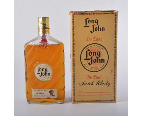 Long John De Luxe Scotch, 70 proof, low level, seal part broken