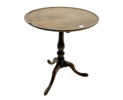 19th century mahogany tripod wine table, turned column on serpentine supportsDimensions: Height:&nbsp;68cm&nbsp; Depth/Diamet