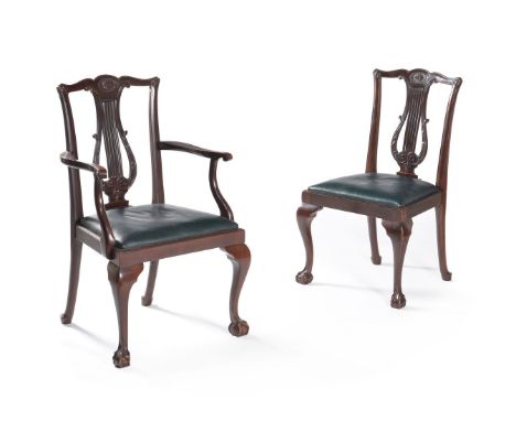 A set of ten mahogany dining chairs, in George III style, second half 19th century, directly after a design by Thomas Chippen