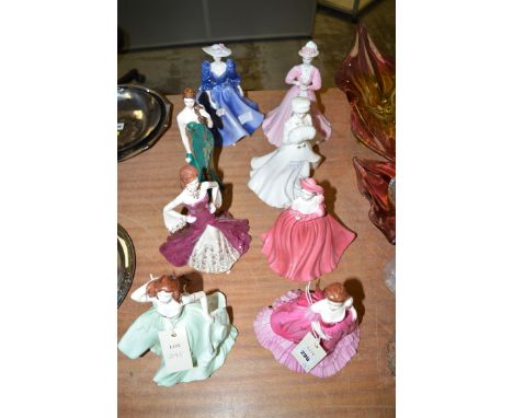 Six Coalport figures: "Young Love", "Louisa", "Jayne", "Collette", "Barbara Ann", "Emily"; together with a Royal Doulton, and