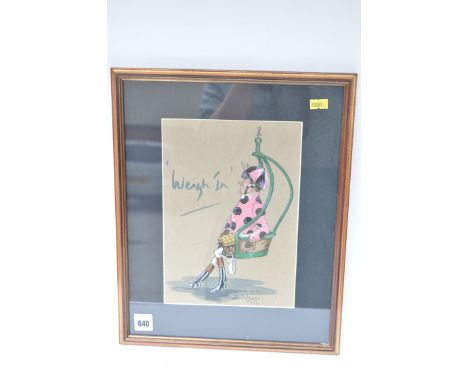 Gouache - "Weigh In", portrait of Justin Grainger, by S* Dyer, signed, inscribed and dated '94.