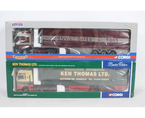 Corgi - Hauliers Of Renown - 2 x 1:50 scale trucks, Scania Topline Fridge Trailer in Dennis Oates &amp; Sons livery number 14