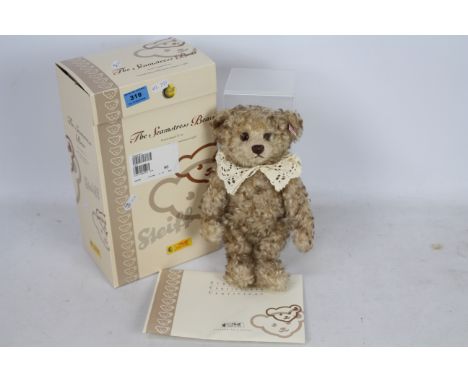 Steiff Teddy Bear  A boxed Steiff Brown tipped Mohair bear 'The Seamstress Bear' #654084 Exclusive for QVC. Bear measures 27c