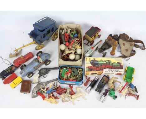 Marx, Timpo, Crescent, Airfix, Others - A mixed collection of vintage toys in playworn condition, including a quantity of pla