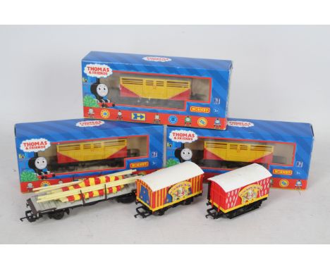 Hornby - Three boxed Hornby OO gauge 'Thomas the Tank Engine &amp; Friends' items of 'Circus' rolling stock plus three unboxe