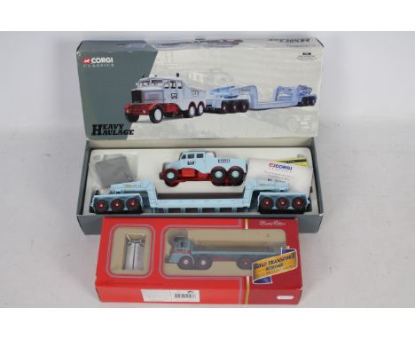 Corgi - Heavy Haulage 2 x limited edition truck sets in 1:50 scale, a Scammell Constructor and Low Loader set in Hills Of Bot