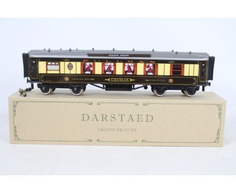 Darstaed - A boxed Darstaed 'Trains De Luxe' O Gauge tinplate 'Golden Arrow' Pullman Kitchen 1st Car 'Cecilia' in umber and c