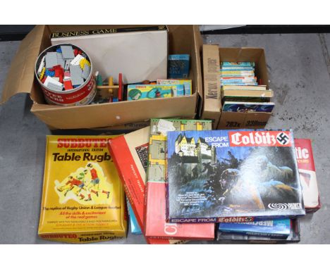 Subbuteo, Parker, Waddingtons, Lego, Other - A collection of vintage children's games, puzzles, and books. Lot includes a Sub