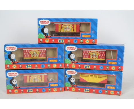 Hornby - Five boxed Hornby OO gauge 'Thomas the Tank Engine &amp; Friends' 'Circus Vans'. Lot consists of  R9207; R9208 (x2) 