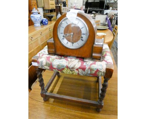 Westminster chiming mantel clock and a barley twist framed dressing stool 