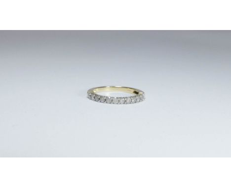 Diamond set half hoop eternity ring, on 9ct gold shank, ring size L