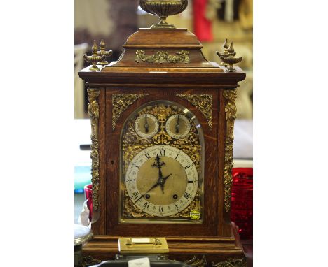 19th century oak bracket clock